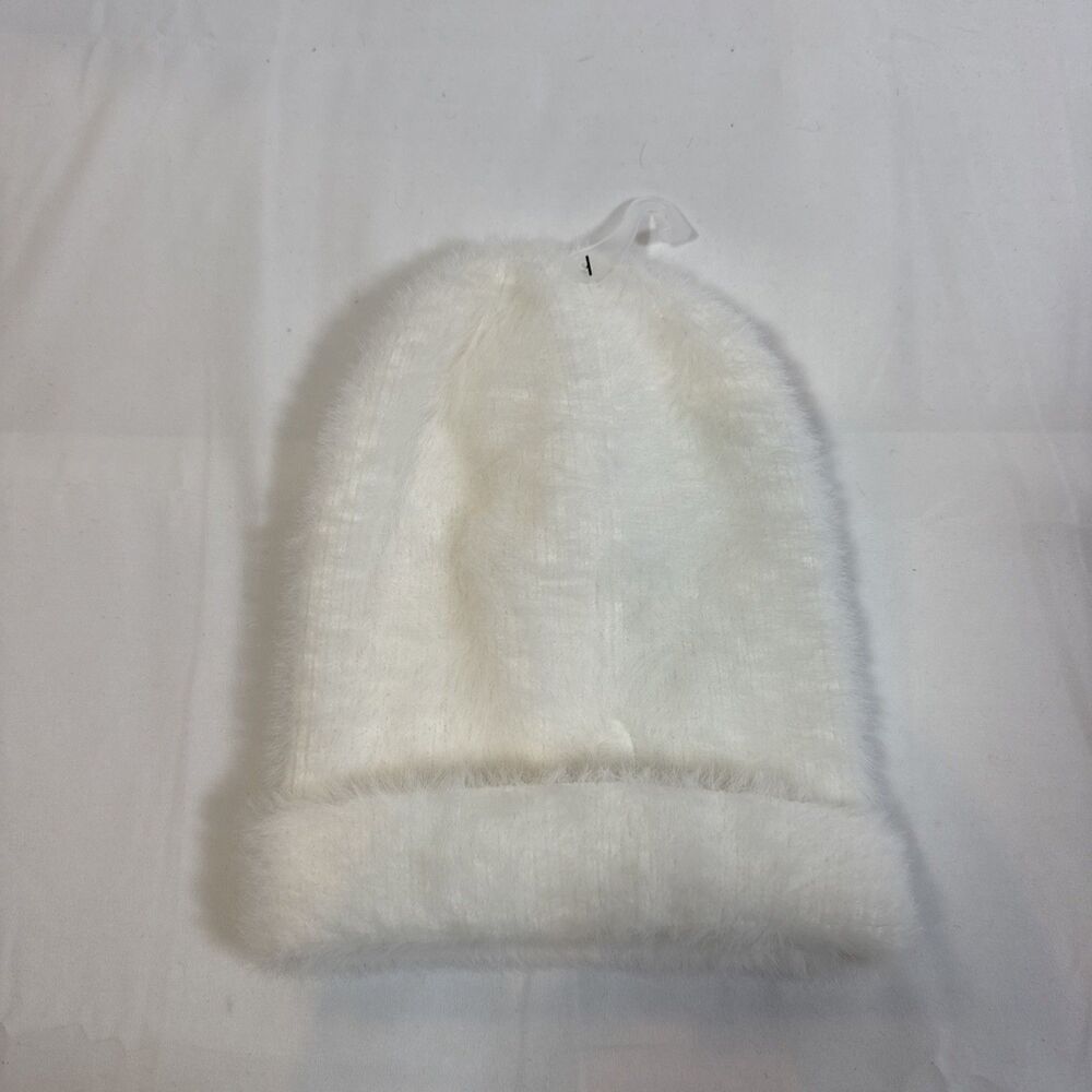 Art Class Girls' Wide Cuff Fuzzy Beanie Hat Color White One Size